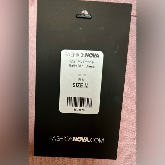 🤩 NEW ITEM! Fashion Nova Women’s Dress Call My Phone Pink Satin Mini Dress - Picture 7 of 9